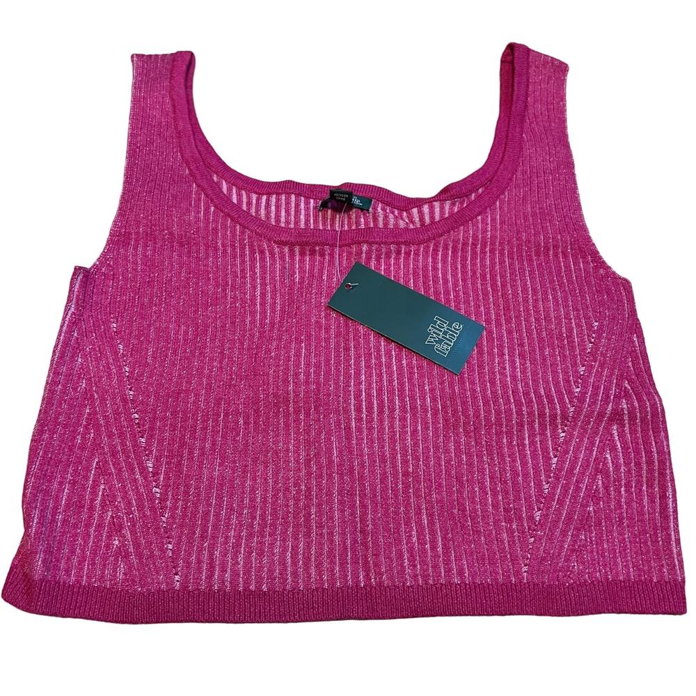 Wild Fable Women's Magenta Square Neck Cropped Sweater Tank Top - Size XL - NWT